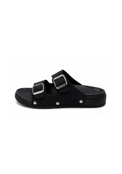 N Napa Shoe Pld.200-z.siyah Napa Shoe Çift Tokalı Kadın Comfort Terlik Siyah