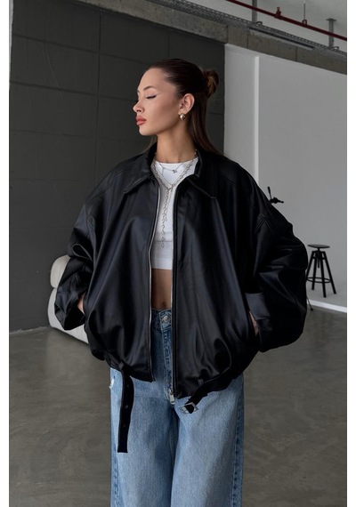 Karabulut Kadın Oversize Deri Ceket Oversize Fermuarlı Kemer Detaylı Günlük Kadın Ceket Siyah&black Siyah&black Karabulut Kadın Oversize Deri Ceket Oversize Fermuarlı Kemer Detaylı Günlük Kadın Ceket Siyah&black Siyah&black