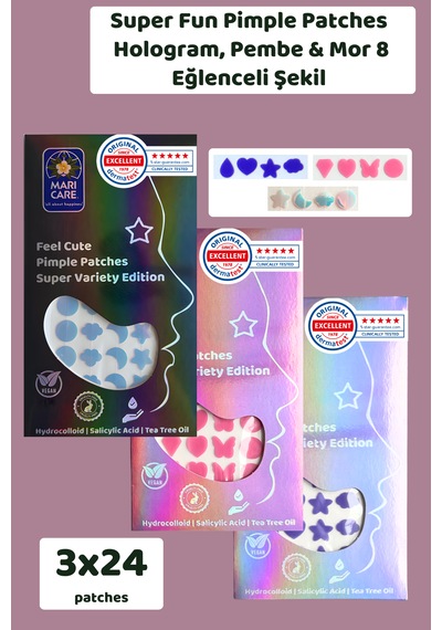 Mari Care Feel Cute Pimple Patches 3'lü Avantajlı Set 72 Adet