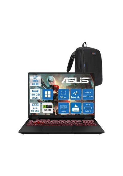 Asus TUF Gaming F16 FX608JHI-TU230P56 i5-14450HX 128 GB 4 TB SSD +4 TB SSD RTX5050 16" Free Dos Dizüstü Bilgisayar