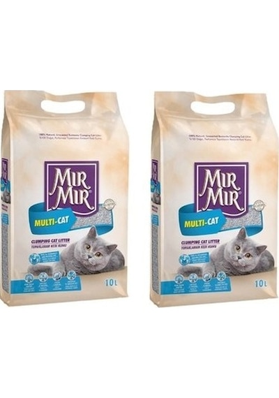 Mırmır Multi-Cat Topaklaşan Bentonit Kedi Kumu 2 x 10 L