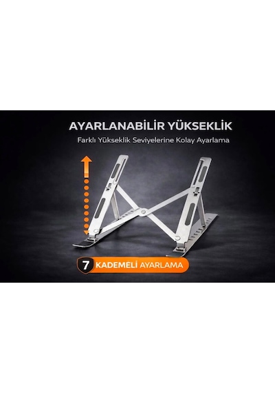 Ayarlanabilir Ve Katlanabilir Laptop Tablet Standı Kademeli Yükseklik Ayarı Kaymaz Taşınabilir Stand