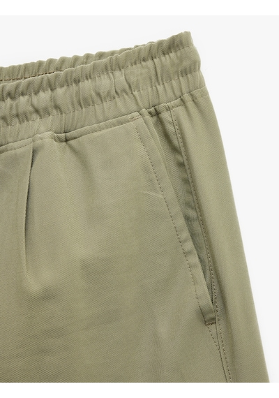 Koton Viskon Cep Detaylı Rayon Beli Bağcıklı Bermuda Chino Şort Haki 5sam40019hw Haki
