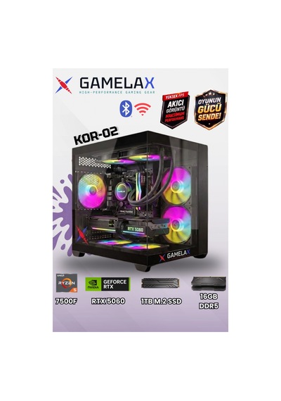 Gamelax Kor-02 R5-7500f 16 GB 1TB SSD 8 GB RTX5060 Dos Masaüstü Bilgisayar