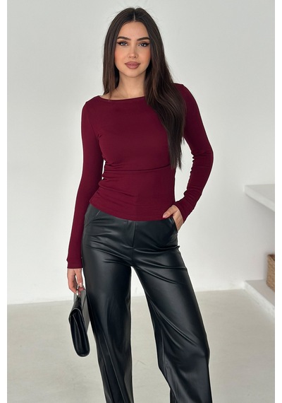 Noa & Noa Kadın Omuz Açık Fit Bluz Burgundy Glow bordo Noa & Noa Kadın Omuz Açık Fit Bluz Burgundy Glow bordo