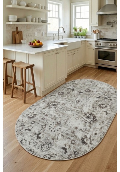 Raschel Carpet Oval Premium Yıkanabilir Leke Tutmaz Modern Elips Mdl Antik Seri Özel Seri Kaymaz Taban Halı Yolluk Kilim Rc Antık Mutfk Yenımdlelıps Bej