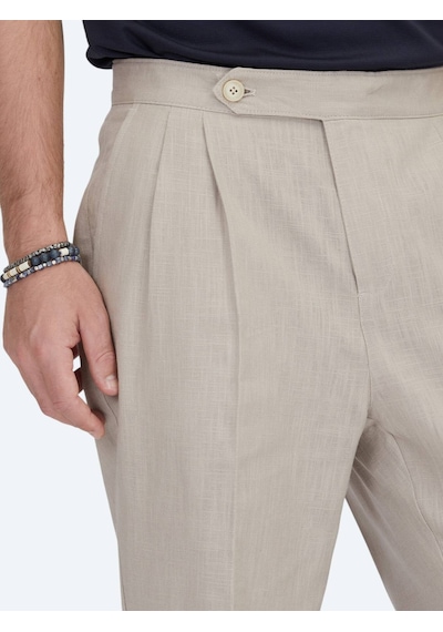 Kip Vizon Dokuma Carrot Fit Casual Pamuk Karışımlı Pantolon Vizon