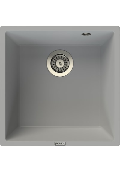 Polex Cristalüx Granit Evye P-X40 Gri Tezgah Altı Ve Tezgah Üstü Kare Mutfak Evyesi 53.8x44 CM