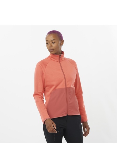 Salomon Essentıal Warm Kadın Tam Fermuar Polar Mineral Red Lc2191700 Pembe