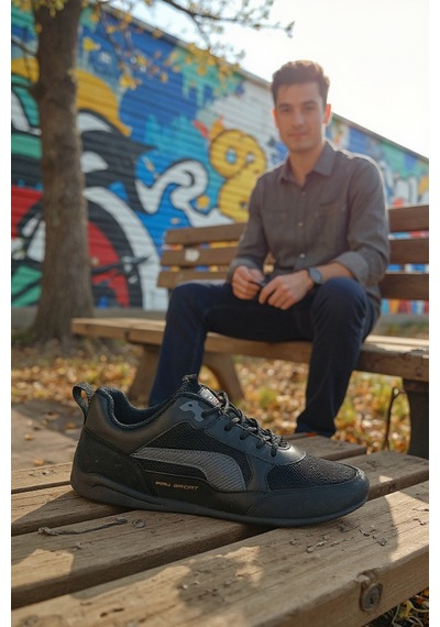 Enoch Erkek Spor Ayakkabı - Günlük Yürüyüş Sneaker Siyah