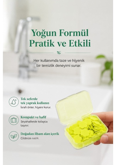 Mini Kağıt El Sabunu Parfümlü Taşınabilir Hijyen Sabunu Katı 100'lü Yaprak Sabun