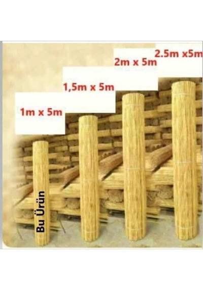 Kamış Çit Bambu Çit Hasır Doğal 1,00 X 5,00 Metre (Telli) Kamış Ç