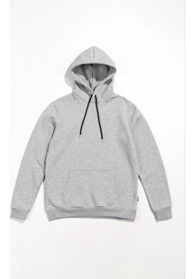 Zenna Tarz Erkek Uzun Kol Kapşonlu Basic Sweatshirt Hoodie - Gri