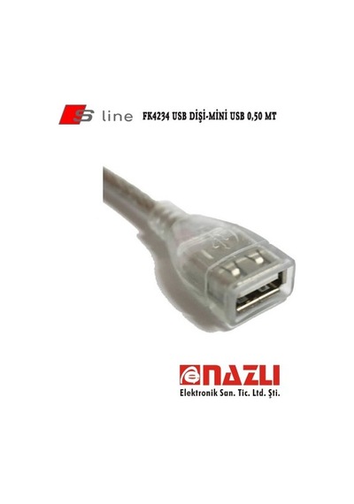Fk 4234 Usb Dişi / Mini 5 Pin Usb Şeffaf Kablo