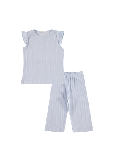 Civil Girls Kaprili 6-9 Yaş Pijama Takımı - Mavi Açık Mavi