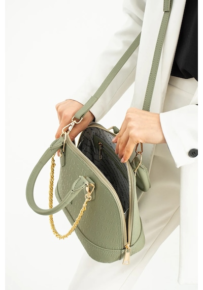 Just Polo Lüks Tasarım Zincir Detaylı Lüks El Ve Omuz Çantası Shopper Ebat : 25x22 Cm Lacivert - Taş