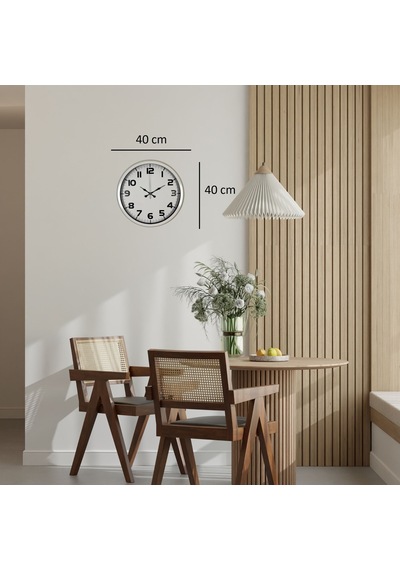 Sade Tasarım Beyaz 40 Cm Metal Duvar Saati Çok Renkli