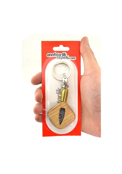 Maket Mermi Ahşap Anahtarlık  762 Çekirdek Desenli - Natural