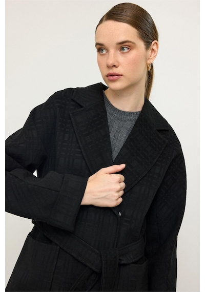 Olcay Torba Cepli Kendinden Desenli Oversize Limited Edition Kaban Siyah 3140