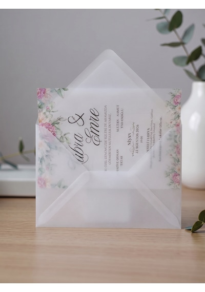 10 Adet 13x18 Cm Premium Kalite Davetiye Zarfı Buzlu Şeffaf