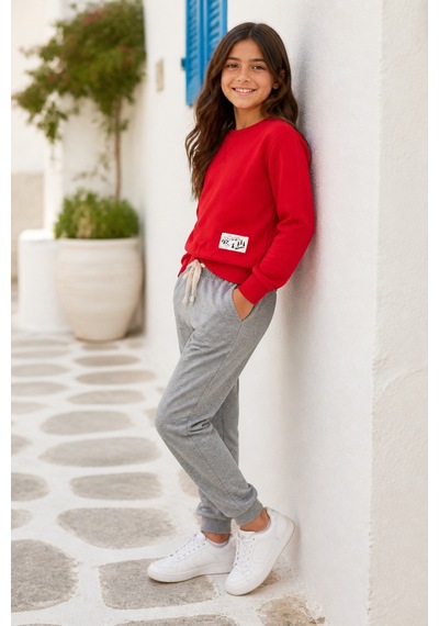 Eray Alp Kids Unisex Çocuk Gri Eşofman Altı Günlük Rahat Kombin