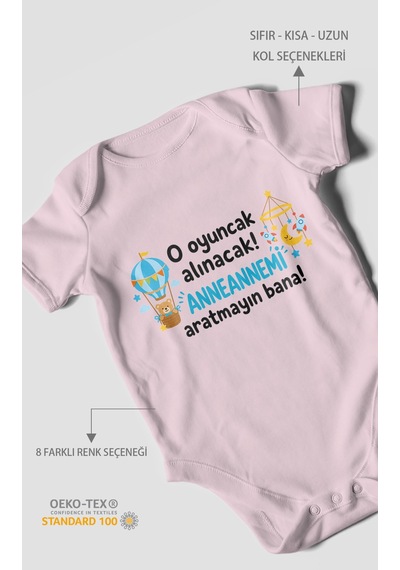 Morivokids Anneanneye Özel Kısa Kollu Bebek Body %100 Pamuk Zbn285-kk Bebe Pembe