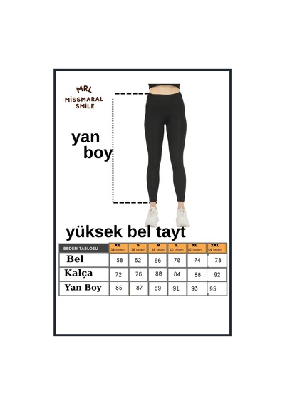 Missmaral Kadın Siyah Yüksek Bel Toparlayıcı Tayt Tam Boy Dalgıç Likralı Kumaş Casual & Comfort 102101 SiYAH