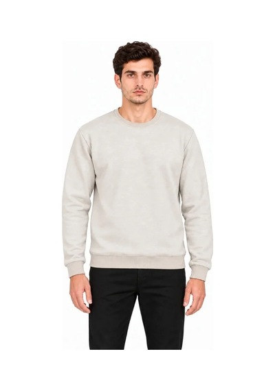 Erkek Bisiklet Yaka İçi Şardonlu 2 İplik Düz Uzun Kollu Regular Fit Sweatshirt - Gri
