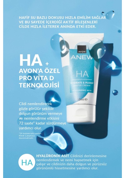 Avon Anew Hyalüronik Asit İçeren Dolgun Görünüm Veren Su Bazlı Cilt Bakım Kremi 50 ML