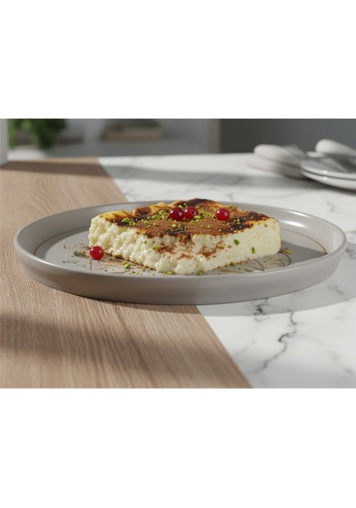6 Kişilik Nodric Kenar Toledo Pasta Tabağı 20cm Dijital Arte Desen Krem