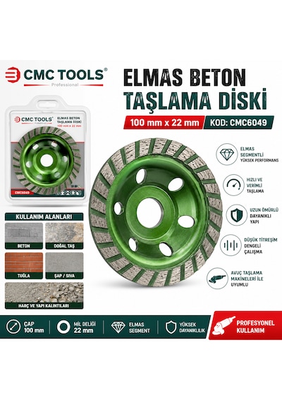Cmc Tools Elmas Beton Taşlama Diski 100 Mm X 22 Mm Kod : Cmc 6049