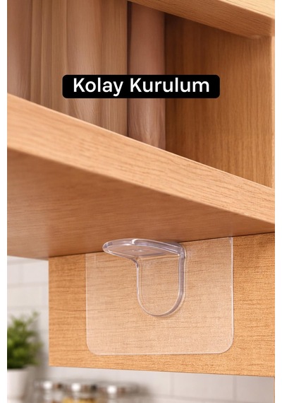 12 Adet Yapışkanlı Raf Tutucu Dolap İçi Raf Destekleyici Organizer Raf Sabitleyici 1