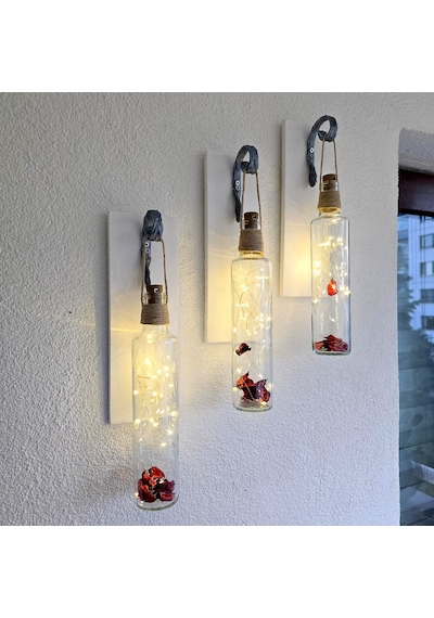 Led Işıklı, Beyaz Renkli Duvar Dekor, Üçlü Set