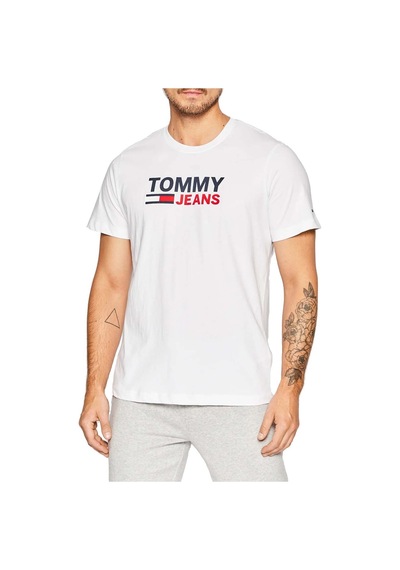 Tommy Hilfiger Tommy Hılfıger Erkek T-shırt Dm0dm15379-ybr Beyaz