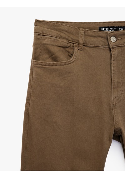 Koton Pamuklu Normal Bel Cepli Tapered Fit Jean Pantolon - Joe Jean Haki 7wam40162nd