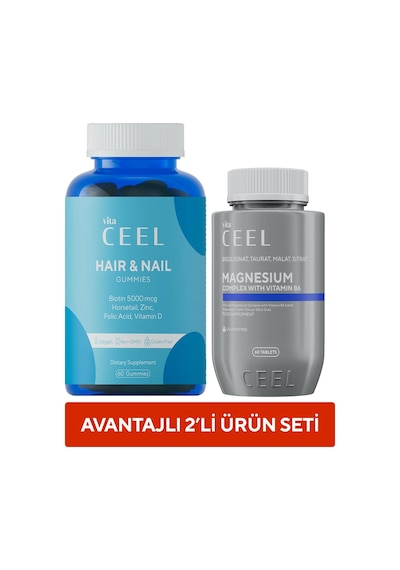 2'li Magnezyum Tablet, Çiğnenebilir Saç&tırnak Vitamini