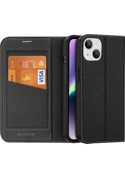 Dux Ducis Apple iPhone Uyumlu 14 Plus 6.7 Kılıf Skin X Pu Deri Manyetik Kapaklı Kılıf Magnetic Folio Case- 5775 Siyah