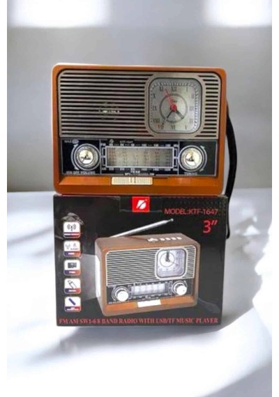Hubrendy Tekno Ahşap Görünümlü Retro Bluetooth Radyo Usb,aux Ve Sd Kart Girişli