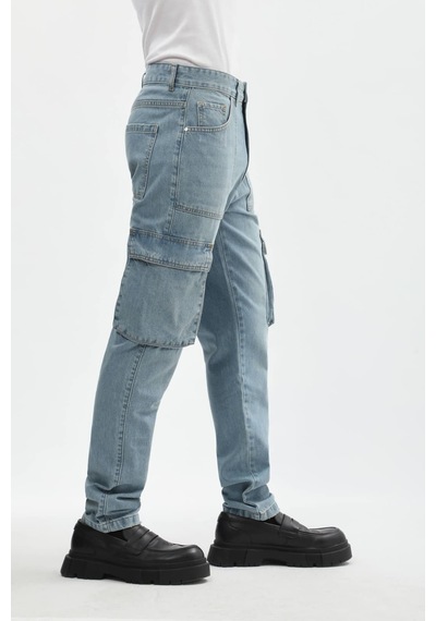 Banny Jeans Erkek Kargo Cep Jean Pantolon Açık Mavi