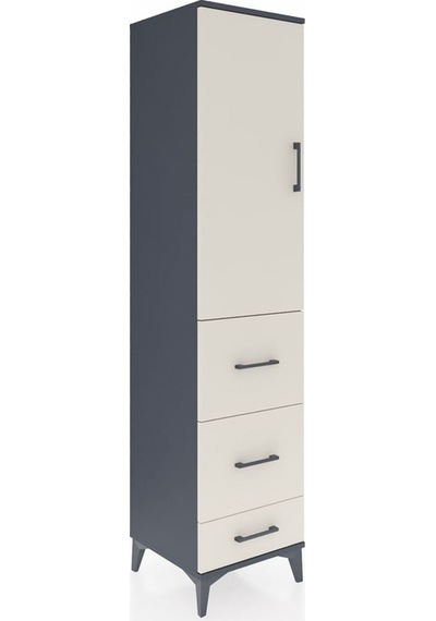 Hyperion Dolap 3 Raflı 3 Çekmeceli Tek Kapaklı 44x44x195 Antr... Antrasit