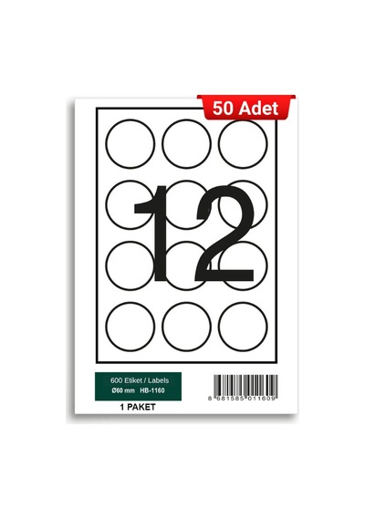 Herboy Hb-1160 60 X 60 Mm A4 Laser Etiket 50 Adet