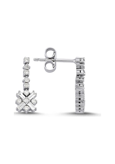 0,32 Karat Pırlantalı Baget Küpe
