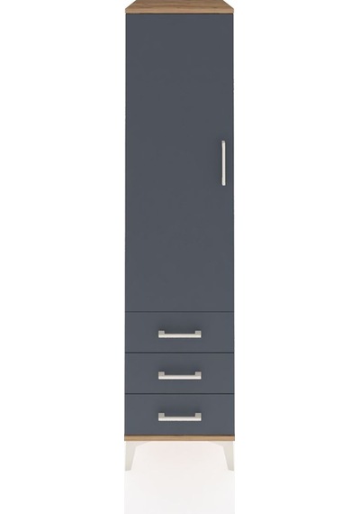 Kronos Dolap 2 Raflı 3 Çekmeceli Tek Kapaklı 44x59x182 Çam-antrasit Atlas Çam