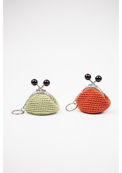 Fabric Craft Bag Mini Bozuk Para Cüzdanı Anahtarlık Klipsli Yeşil