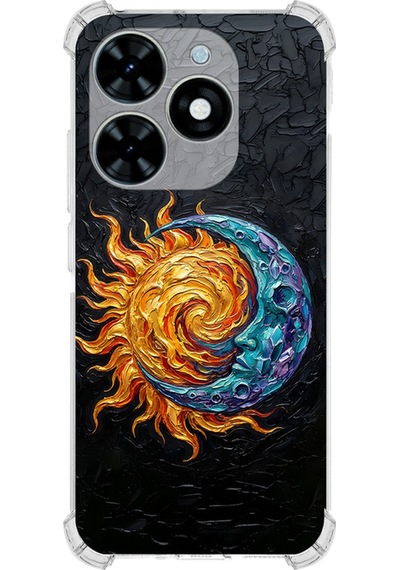 Tecno Spark 20c İle Uyumlu Köşe Korumalı Kılıf Metamorfoz Kozmik Dans Tasarımlı Uv Baskılı Şeffaf