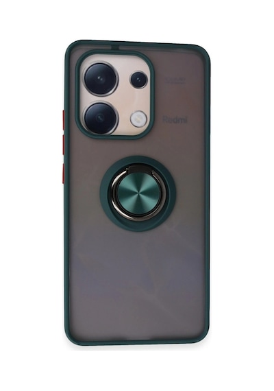 Herşeytrend Xiaomi Redmi Note 13 4g Kılıf Montreal Yüzüklü Silikon Kapak - Yeşil Çok Renkli