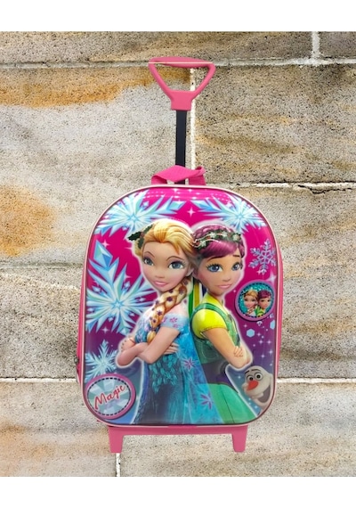 Tezzgelsin Anaokulu Kreş Çekçekli Frozen Elsa Kız Kardeşler 3-6 Yaş 3d Kabartmalı Sırt Okul Çantası Pembe