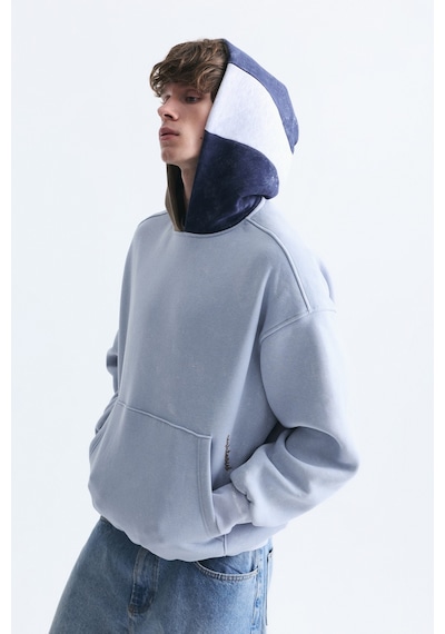Vamos Boxy Fit Kapüşonlu Sweatshirt Bebe Mavi