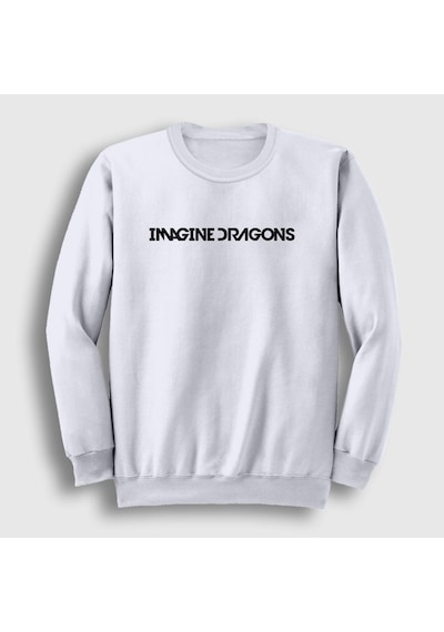 Presmono Unisex Logo Imagine Dragons Sweatshirt Beyaz