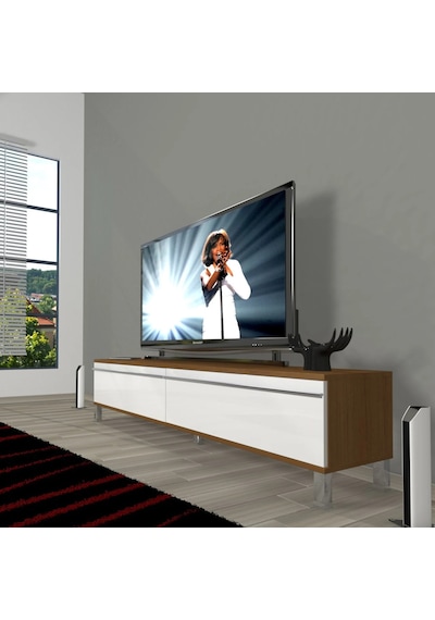 Decoraktiv Eko 140t Mdf Krom Ayaklı Tv Ünitesi Tv Sehpası - Ceviz - Beyaz Ceviz - Beyaz Decoraktiv Eko 140t Mdf Krom Ayaklı Tv Ünitesi Tv Sehpası - Ceviz - Beyaz Ceviz - Beyaz